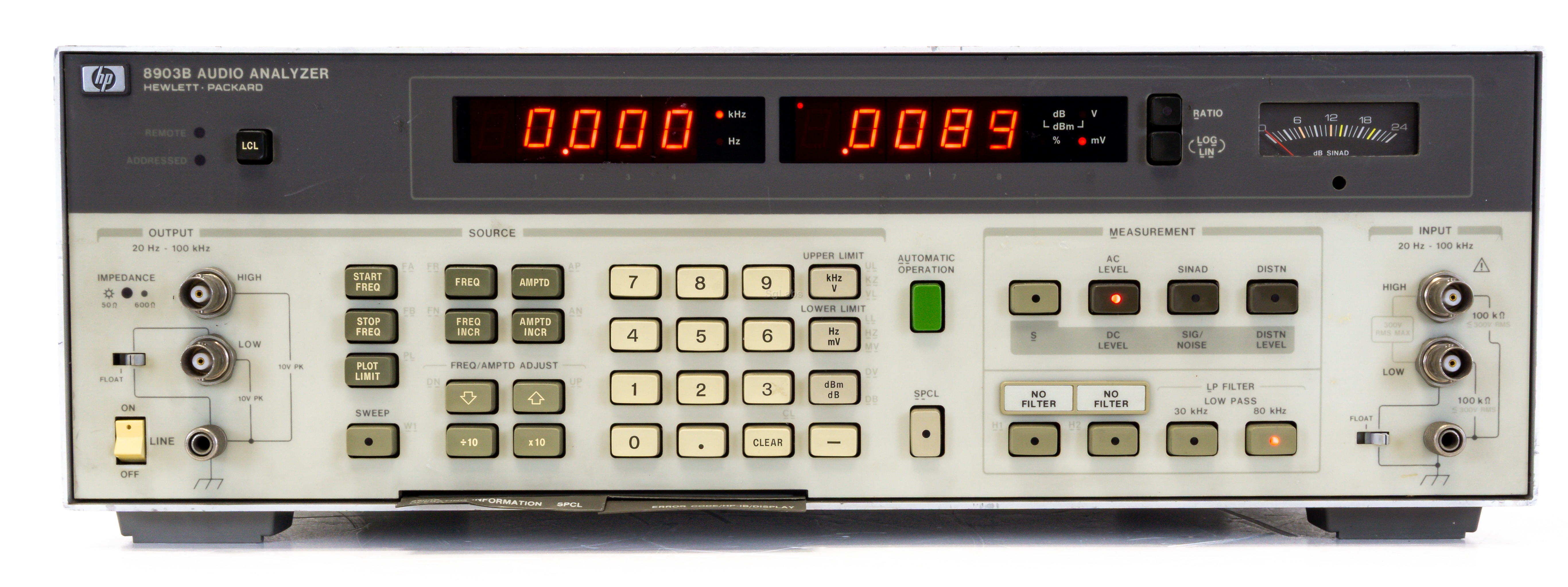HP Agilent Keysight 8903B Audio Analyzer 20 Hz 100 kHz