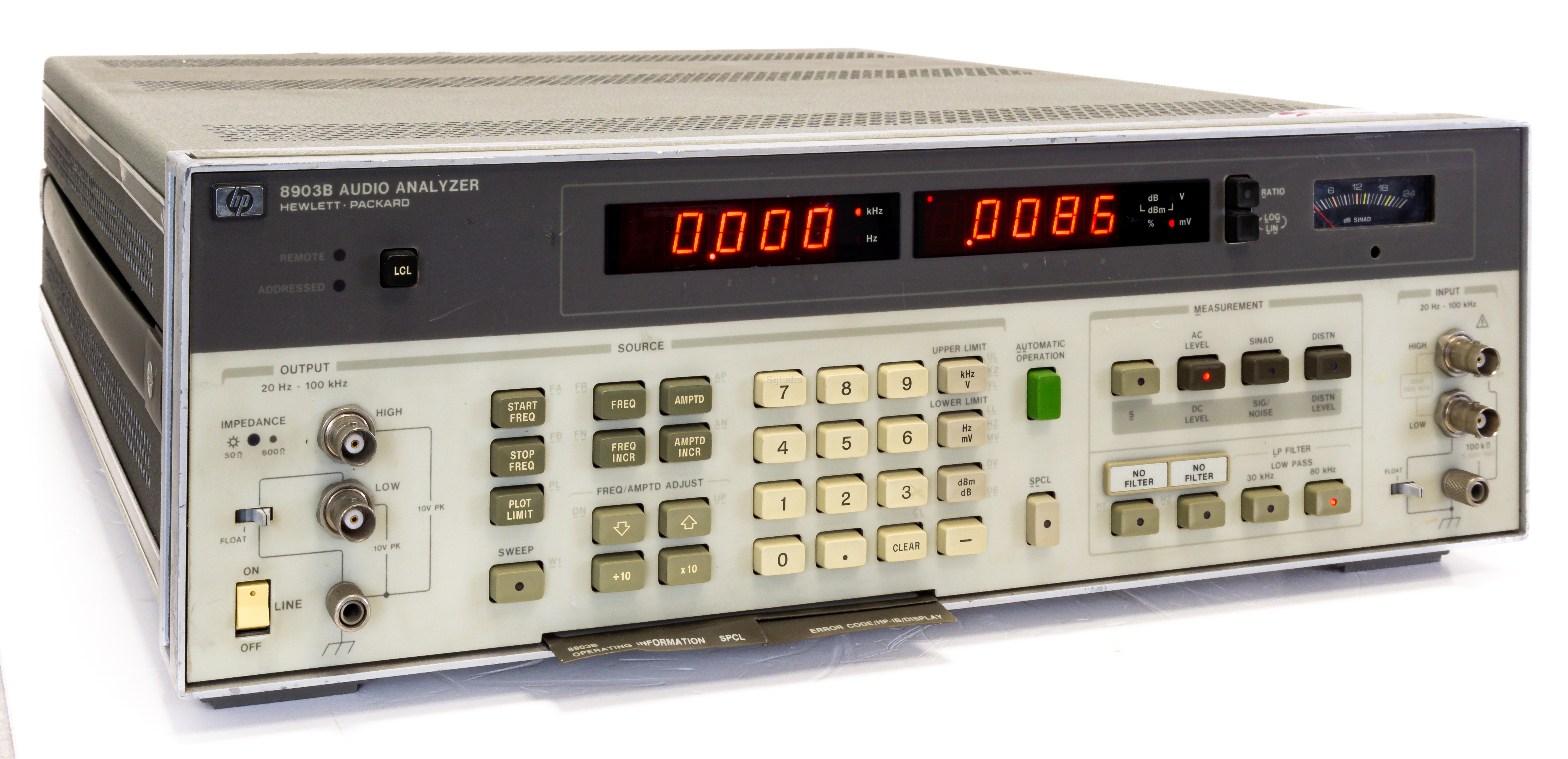 HP Agilent Keysight 8903B Audio Analyzer 20 Hz 100 kHz