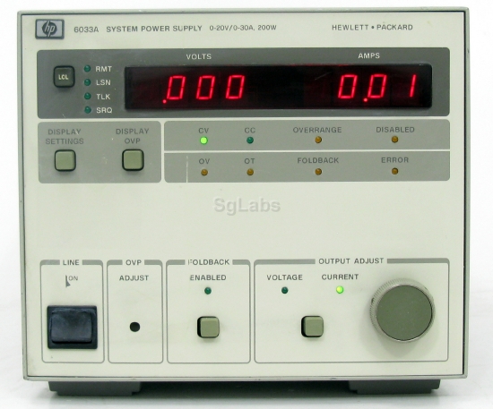 HP Agilent 6033A System Autoranging DC Power Supply 20V 30A 240W