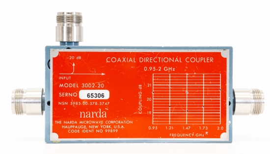 Narda 3002-20 Directional Coupler 0.95 - 2.2 GHz